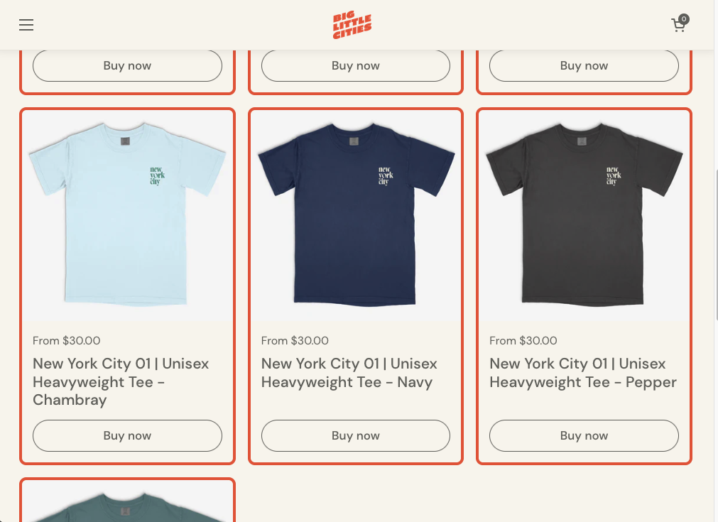 New York City t-shirts Variator example