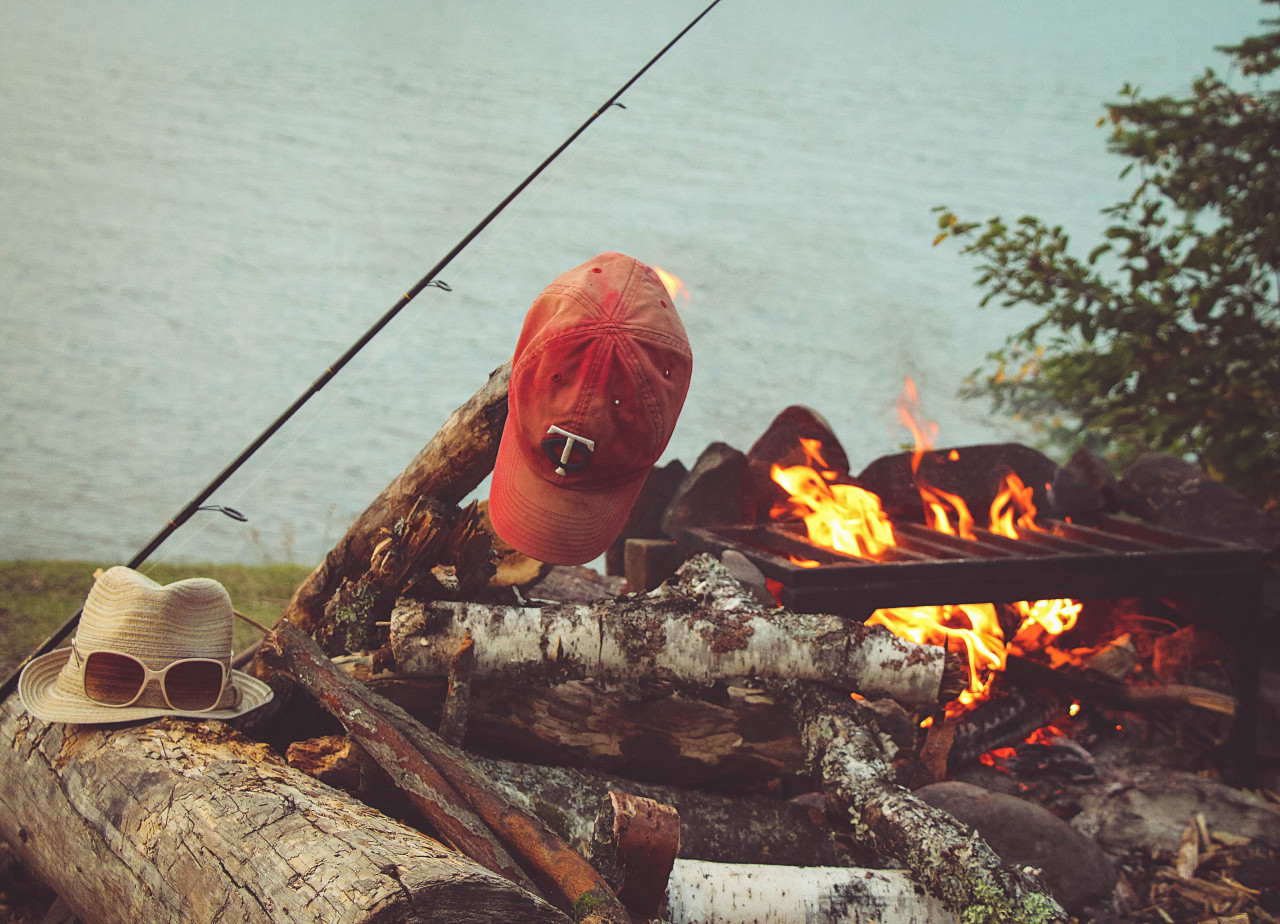 Lake side campfire in the boundary waters.