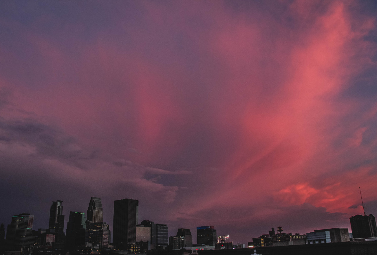 Post storm sunset over downtown Minneapolis