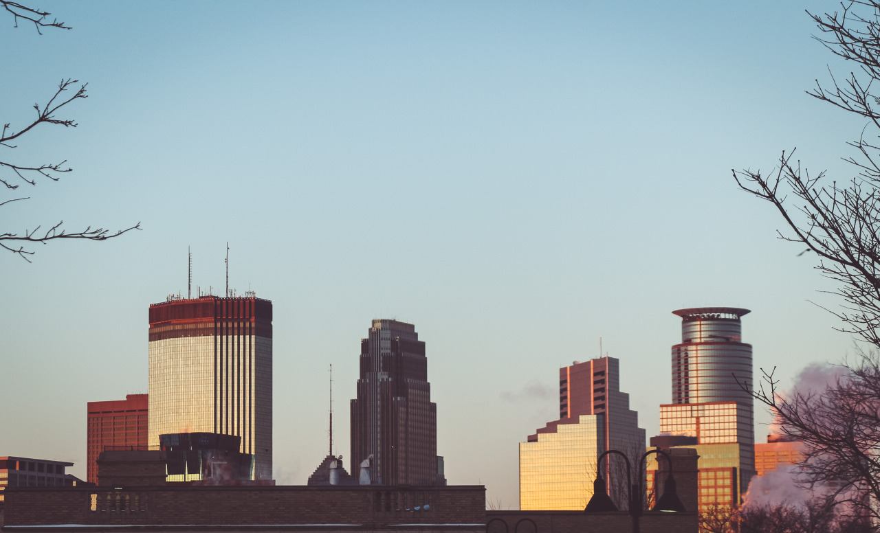 Winter sunsets from Stevens Square.